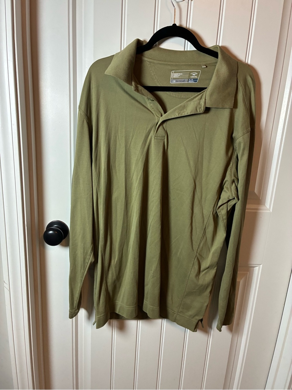 Cutter & Buck Men's Long-Sleeve Polo in Olive Green